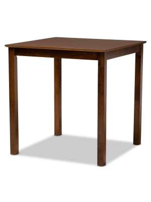 Lenoir Wood Counter Height Pub Table Walnut - Baxton Studio