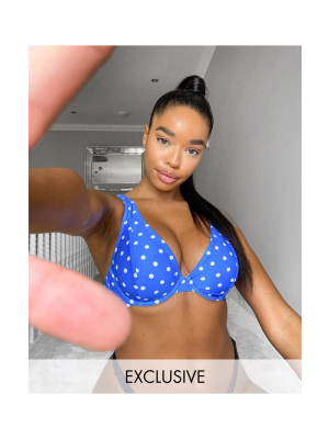 Peek & Beau Fuller Bust Exclusive Mix And Match Bikini Set In Blue Spot