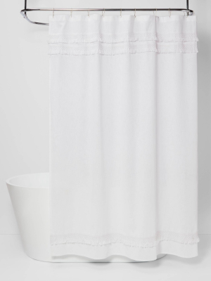 Macramé Fringe Shower Curtain Cream - Threshold™