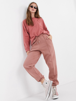 Asos Design Mix & Match Co-ord Oversized Sweatpants With Pintuck In Rose