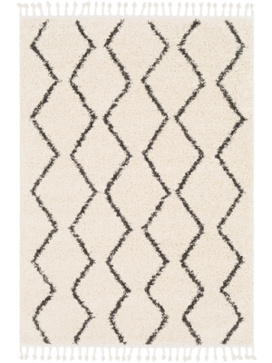 Berber Shag Rug In Charcoal & Beige