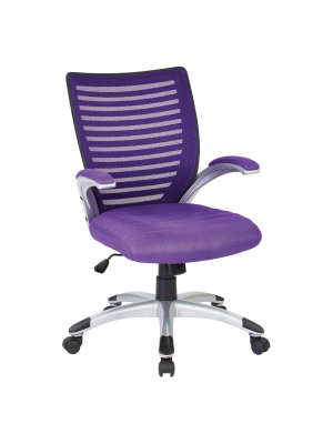 Mesh Seat And Screen Back Managers Chair With Padded Silver Arms Base - Osp Home Furnishings