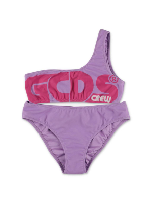 Gcds Kids Logo Printed One Shoulder Bikini Set