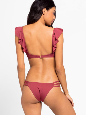 Rose Strappy Bikini Bottom - Currant Pink