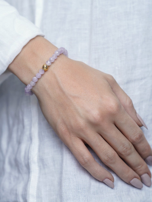 Women's Wristband With Amethyst Lavender And Gold