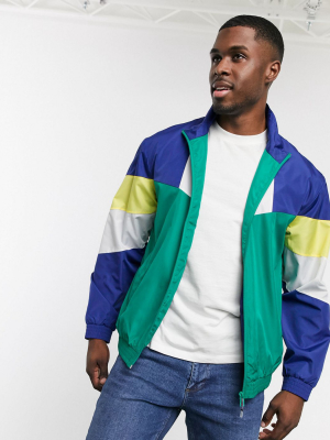 Only & Sons Full Zip Color Block Retro Jacket In Green