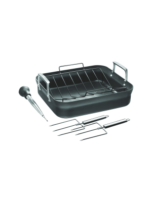Zwilling Motion Hard Anodized 16 X 14-inch Aluminum Nonstick Roaster Pan W/ Rack & Tools