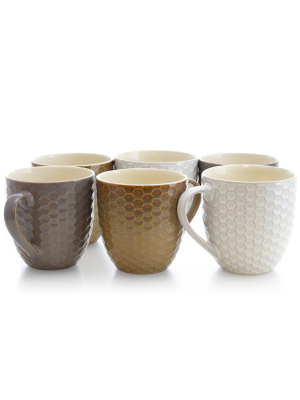 15oz 6pk Hexagon Assorted Mugs - Elama