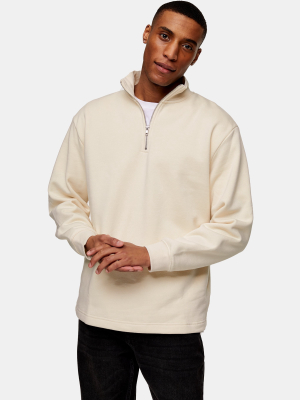 Ecru 1/4 Zip Sweatshirt