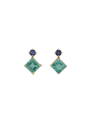 Sapphire & Emerald Geometry Earrings