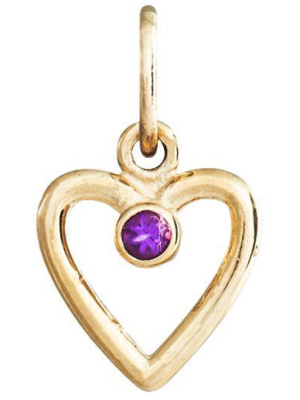 Birth Jewel Heart Charm With Amethyst