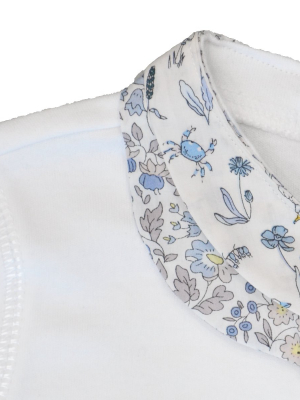 Double Collar Baby-grow Made With Liberty Fabric Theo & D'anjo Blue