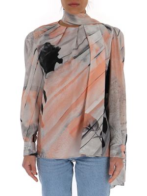 Alexander Mcqueen Printed Pussybow Blouse