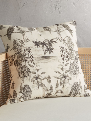 23" Midnight Jungle Tropical Pillow