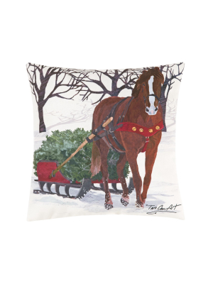 C&f Home 18 X 18 Winter Horse Indoor/outdoor Hd Pillow