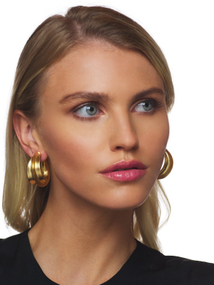 Satin Gold Sculpted Hoop Earring