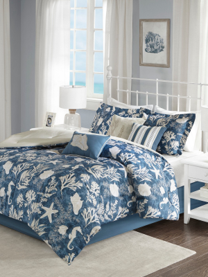 Blue Bedford Cotton Sateen Comforter Set