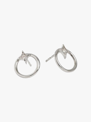 Gothic Diamond Open-circle Stud Earrings