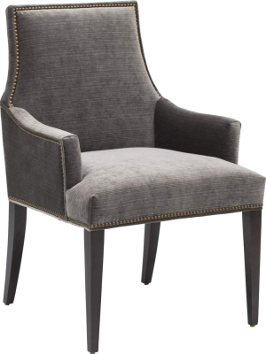 Oliver Arm Chair, Valhalla Pewter, Brass Nailheads