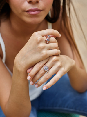 Diamond And Aquamarine Ring