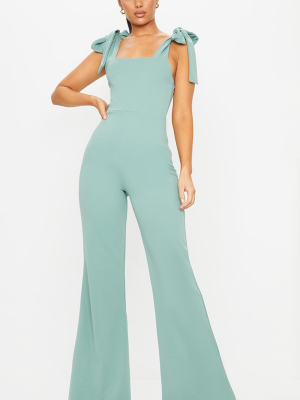 Mint Tie Strap Straight Neck Jumpsuit