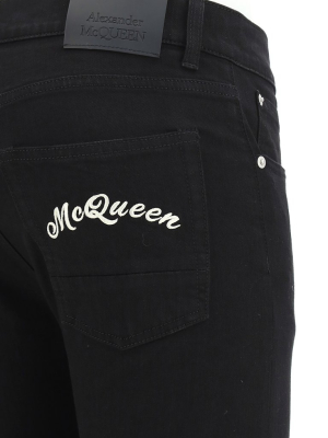 Alexander Mcqueen Logo Embroidered Skinny Jeans