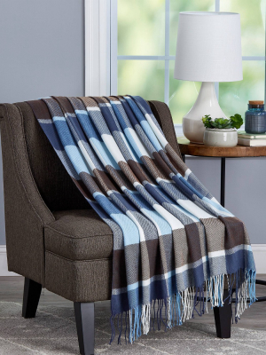 60"x70" Breathable And Stylish Soft Plaid Throw Blanket - Yorkshire Home