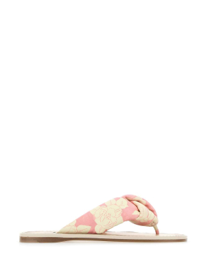 Miu Miu Floral Printed Thong Sandals