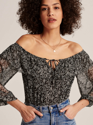 Off-the-shoulder Chiffon Bodysuit