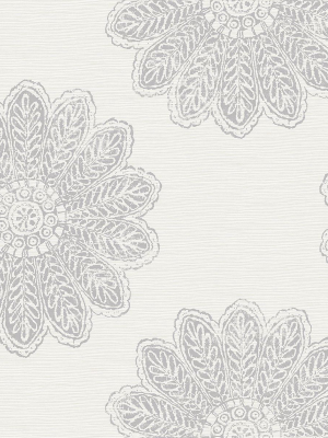 Sol Medallion Wallpaper In Light Grey From The Celadon Collection By Brewster Home Fashions