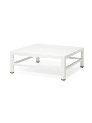 Jarin Square Coffee Table Designer White Faux Belgian Linen