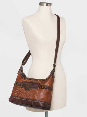 Bolo Double Top Zip Crossbody Bag - Brown