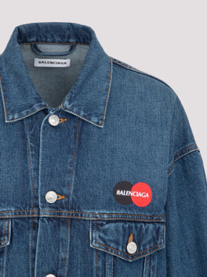 Balenciaga Logo Printed Denim Jacket