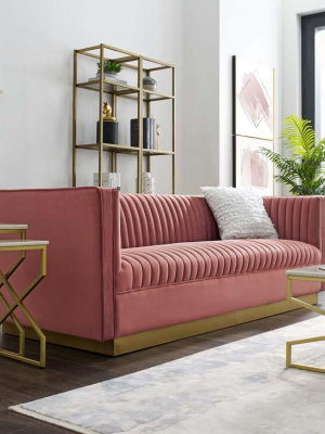 Quinn Vertical Channel Tufted Performance Velvet Sofa