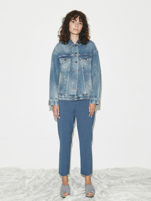 Pull-on Trouser In Blue Melange