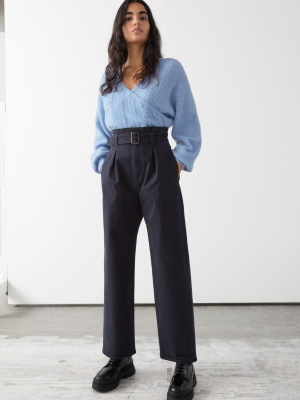 Belted Relaxed Cotton Trousers