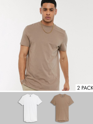 Asos Design 2 Pack Longline T-shirt With Side Splits