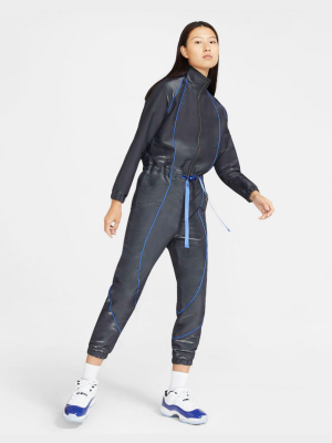 Nike Jordan Sisterhood Flight Jumpsuit In Black And Hyper Royal Blue