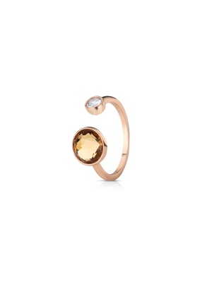 Ring With Yellow Topaz And Clear Stone Settings