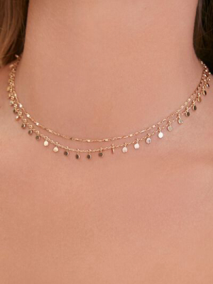 Disc Charm Layered Choker Necklace