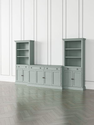 Cameo Blue Grey 3-piece Entertainment Center With Storage Bookcases