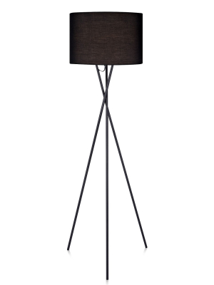 62" Cara Tripod Floor Lamp With Black Shade - Versanora