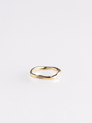 Diamond Thick Wavy Band In Gold