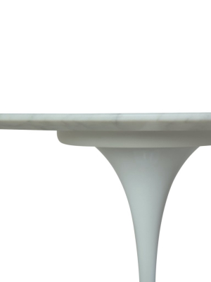 Carrara Marble Pedestal Side Table - Oval