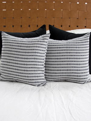 Navy & Grey Striped 'h' Accent Pillow - 20x20