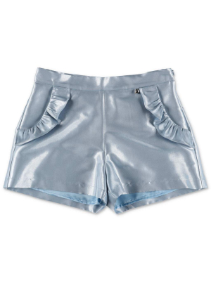 Simonetta Ruffled Detail Metallic Shorts