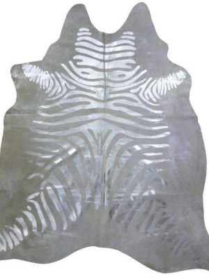 Zebra Silver Metallic Cowhide