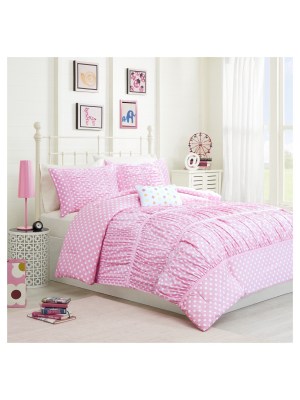 Marie Polka Dot Comforter Set - Pink