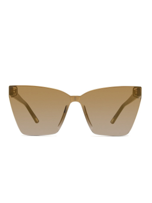 Goldie - Dark Orange Tortoise + Gold Mirror Sunglasses