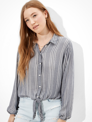 Ae Striped Button Up Shirt